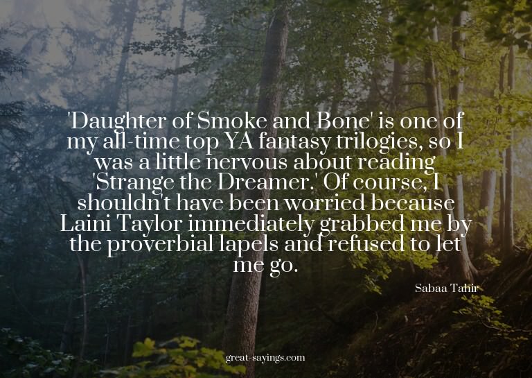 'Daughter of Smoke and Bone' is one of my all-time top