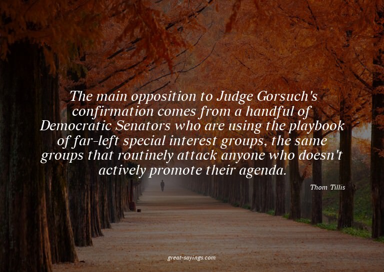 The main opposition to Judge Gorsuch's confirmation com
