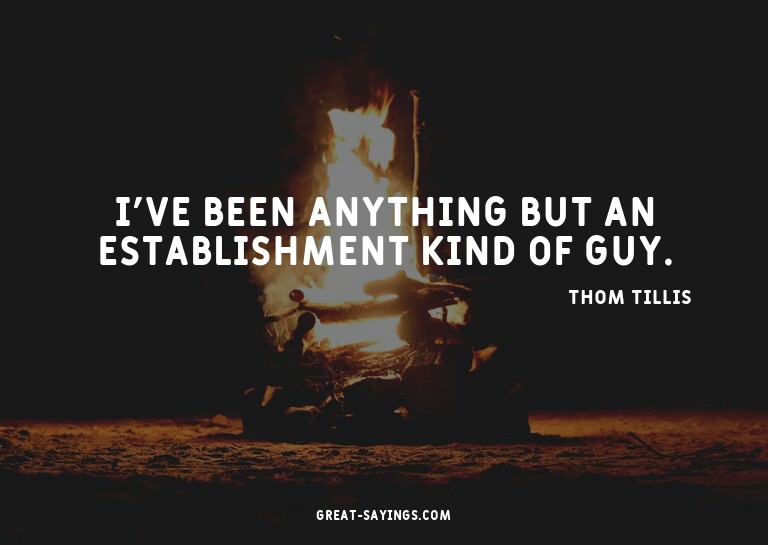 I've been anything but an establishment kind of guy.


