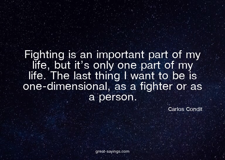 Fighting is an important part of my life, but it's only