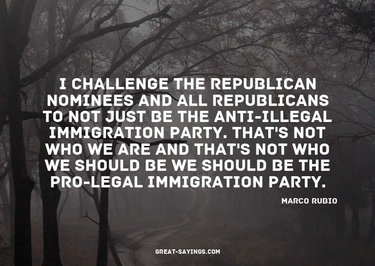 I challenge the Republican nominees and all Republicans
