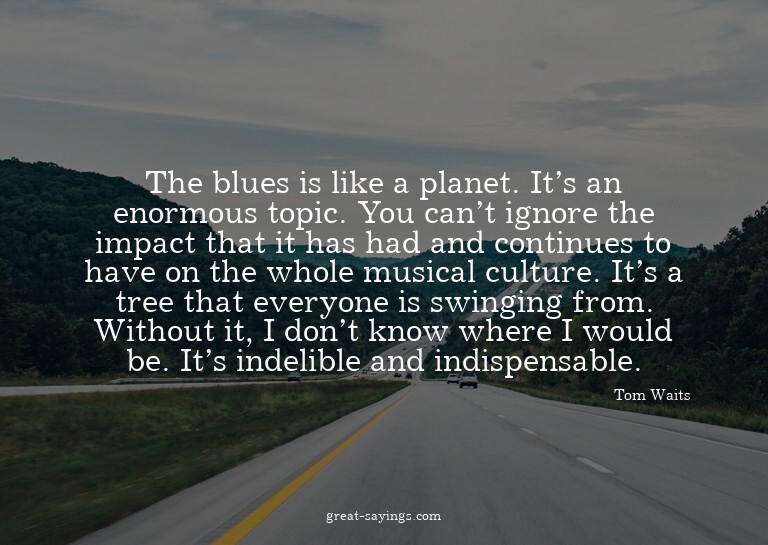 The blues is like a planet. It's an enormous topic. You