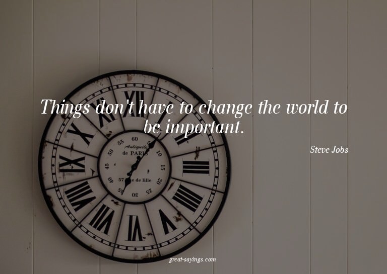 Things don't have to change the world to be important.

