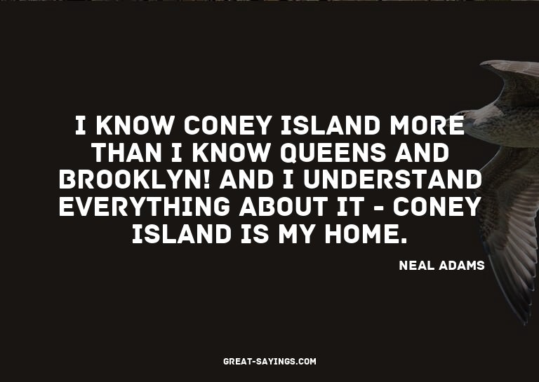 I know Coney Island more than I know Queens and Brookly