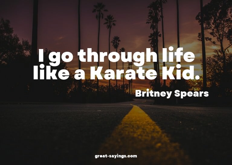 I go through life like a Karate Kid.

