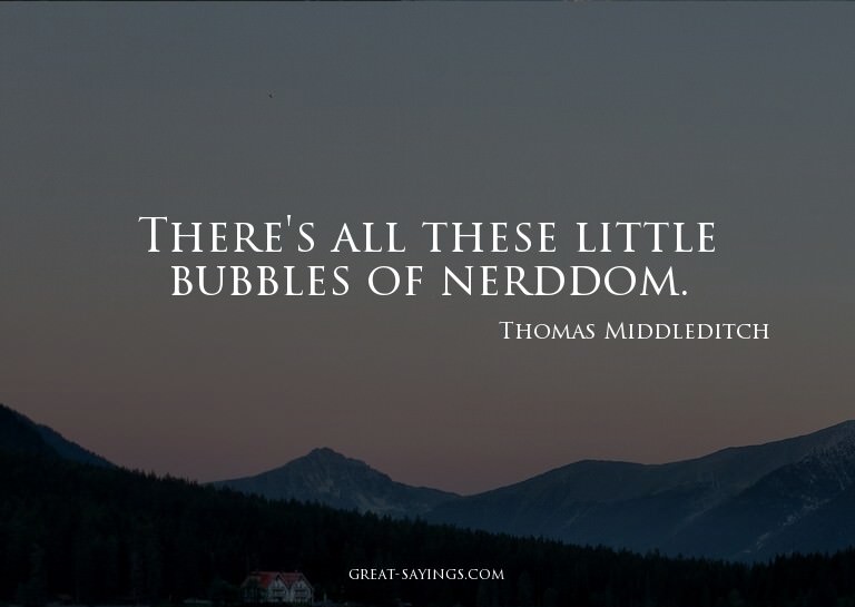 There's all these little bubbles of nerddom.

