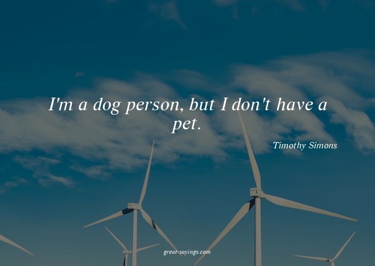 I'm a dog person, but I don't have a pet.

