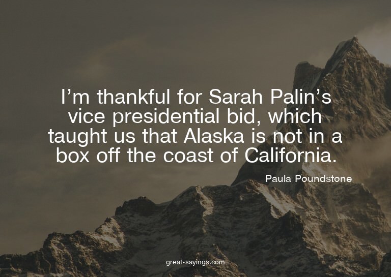 I'm thankful for Sarah Palin's vice presidential bid, w