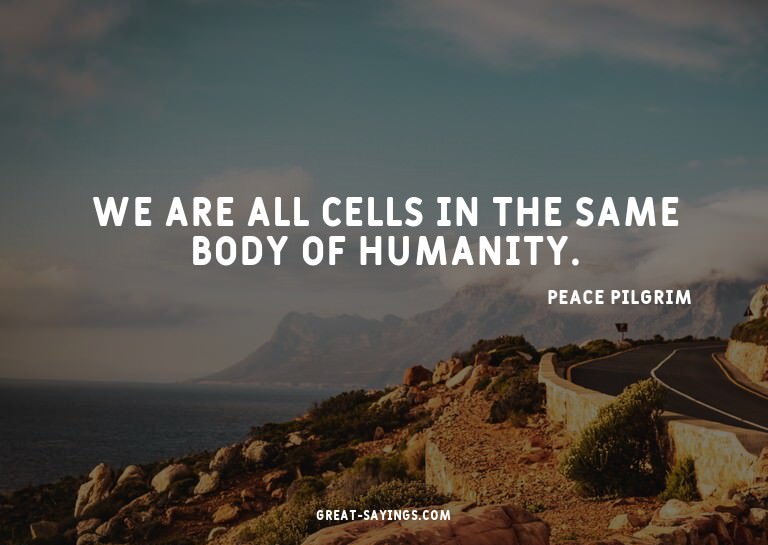 We are all cells in the same body of humanity.

