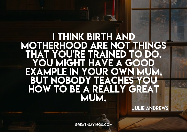 I think birth and motherhood are not things that you're