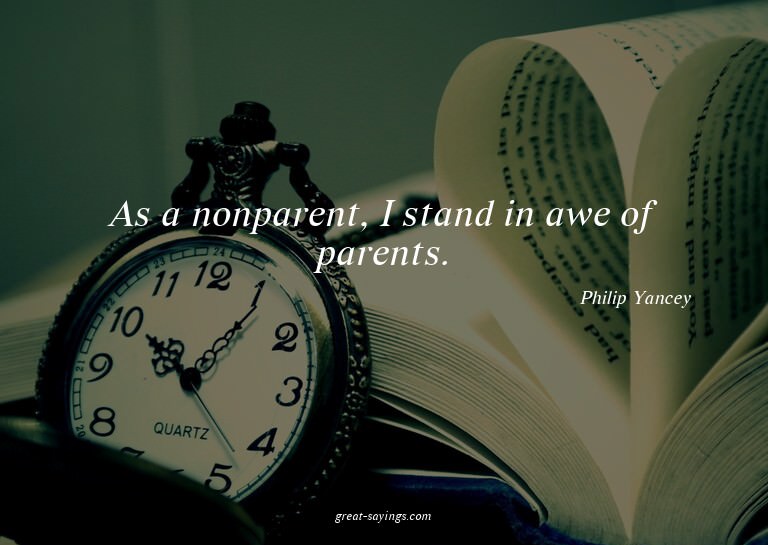 As a nonparent, I stand in awe of parents.

