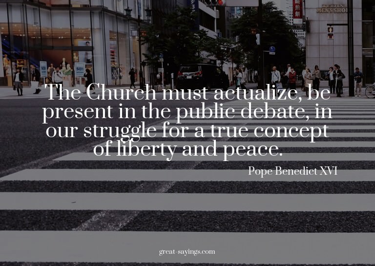 The Church must actualize, be present in the public deb