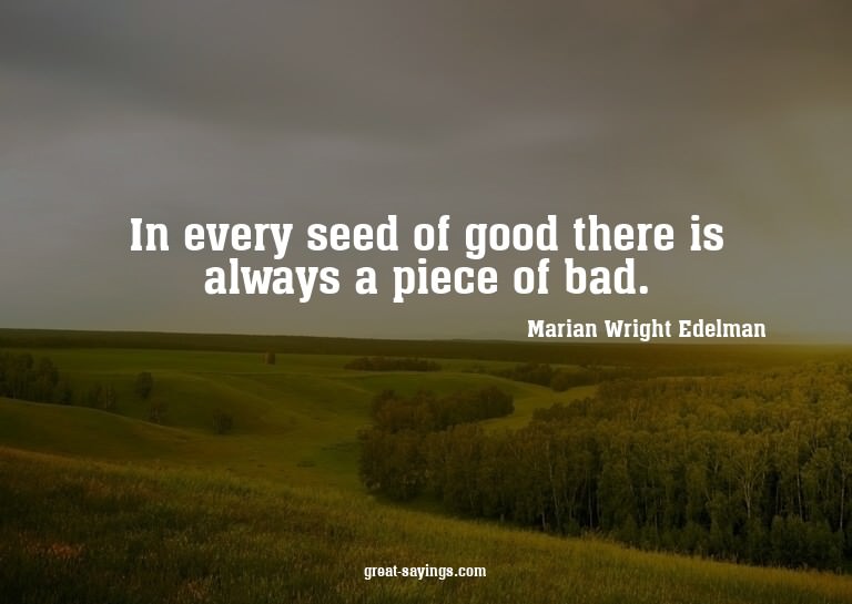 In every seed of good there is always a piece of bad.

