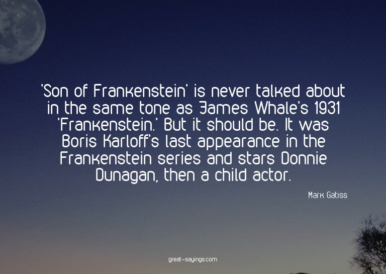 'Son of Frankenstein' is never talked about in the same