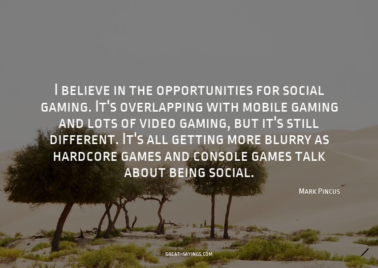I believe in the opportunities for social gaming. It's