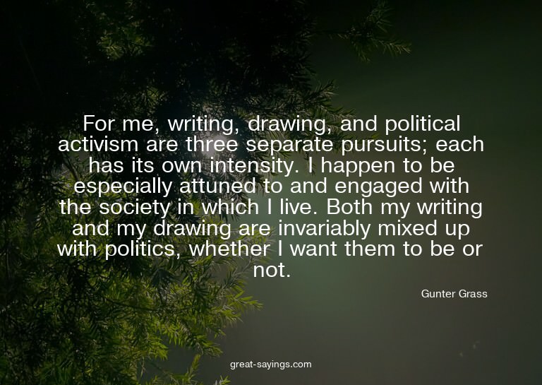 For me, writing, drawing, and political activism are th
