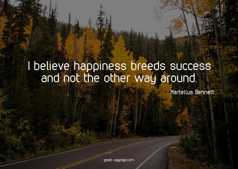 I believe happiness breeds success and not the other wa