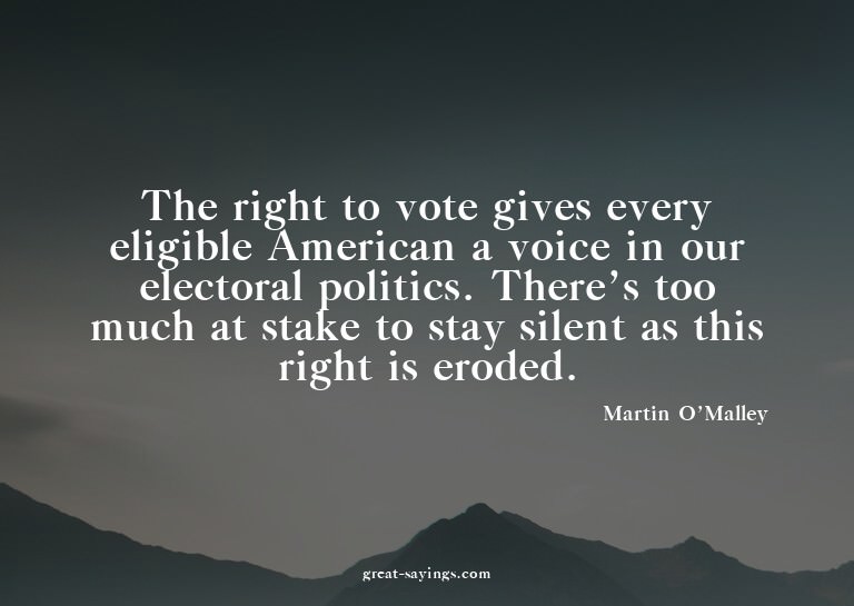 The right to vote gives every eligible American a voice