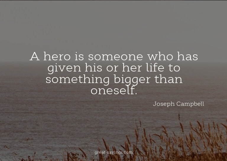 A hero is someone who has given his or her life to some