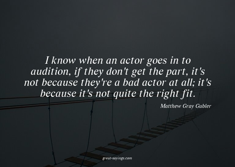 I know when an actor goes in to audition, if they don't
