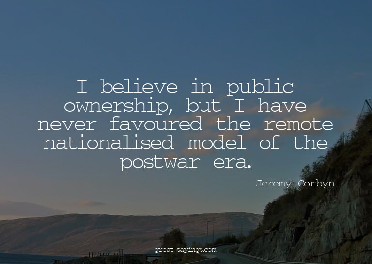 I believe in public ownership, but I have never favoure