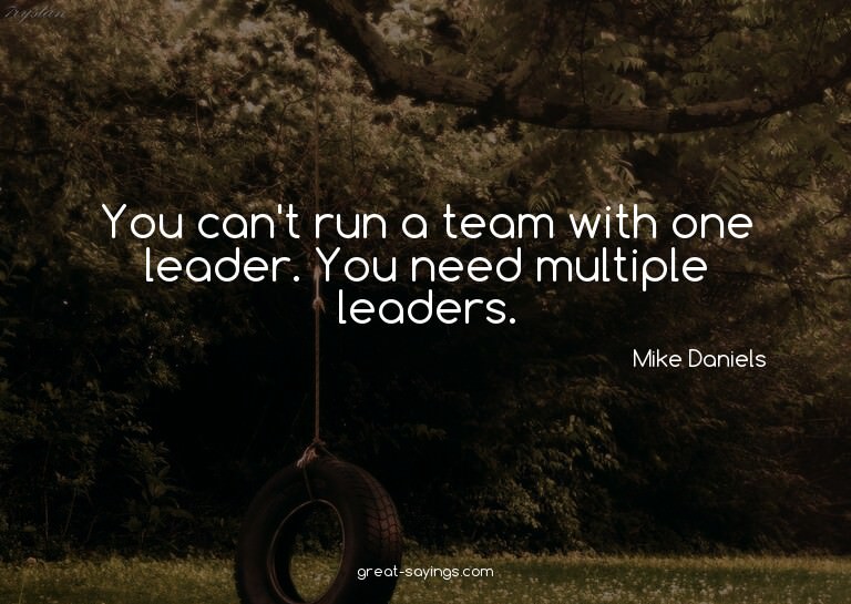 You can't run a team with one leader. You need multiple
