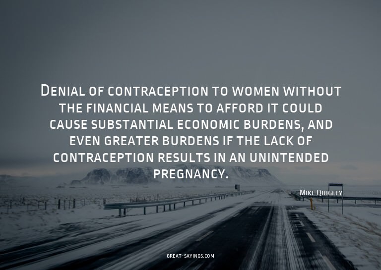 Denial of contraception to women without the financial