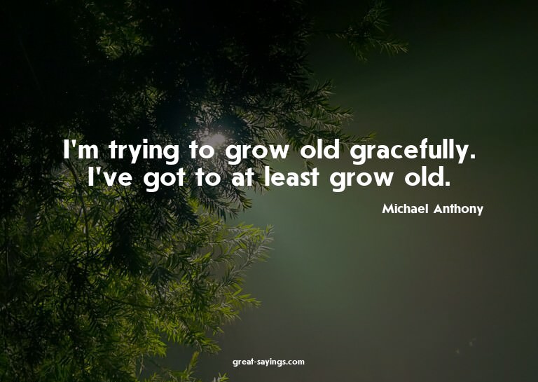 I'm trying to grow old gracefully. I've got to at least
