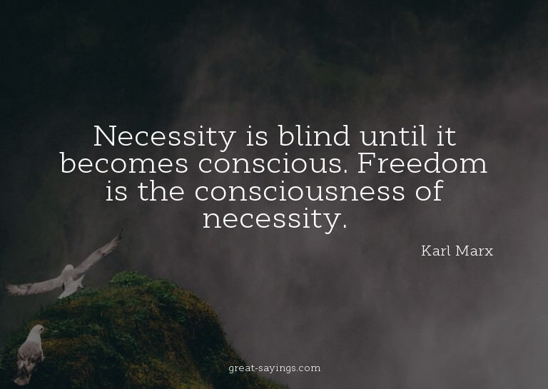 Necessity is blind until it becomes conscious. Freedom
