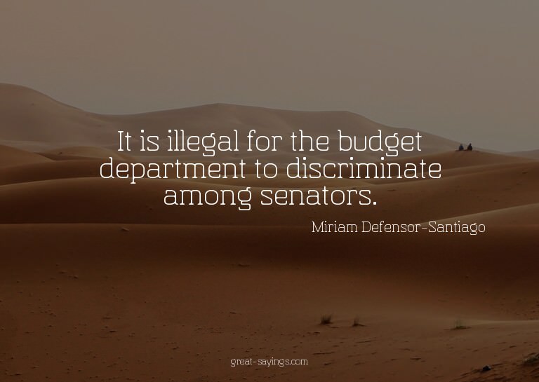 It is illegal for the budget department to discriminate