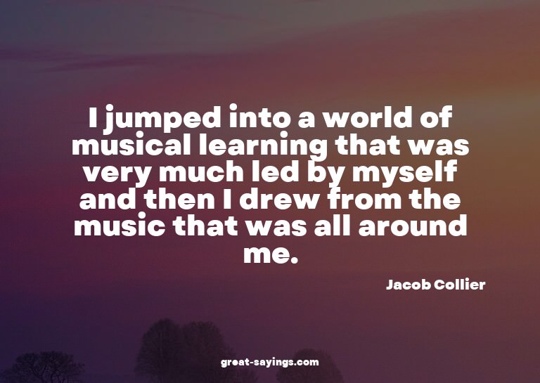 I jumped into a world of musical learning that was very