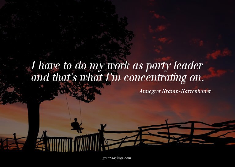 I have to do my work as party leader and that's what I'