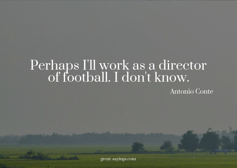 Perhaps I'll work as a director of football. I don't kn
