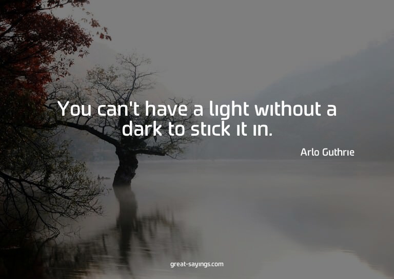 You can't have a light without a dark to stick it in.


