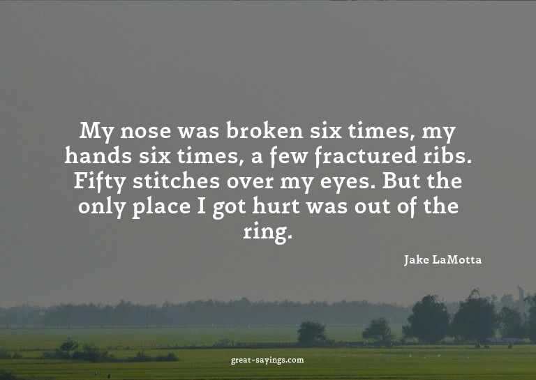 My nose was broken six times, my hands six times, a few