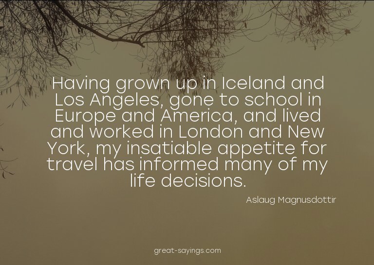 Having grown up in Iceland and Los Angeles, gone to sch