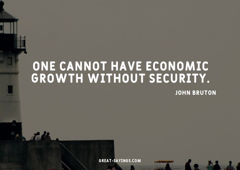 One cannot have economic growth without security.

