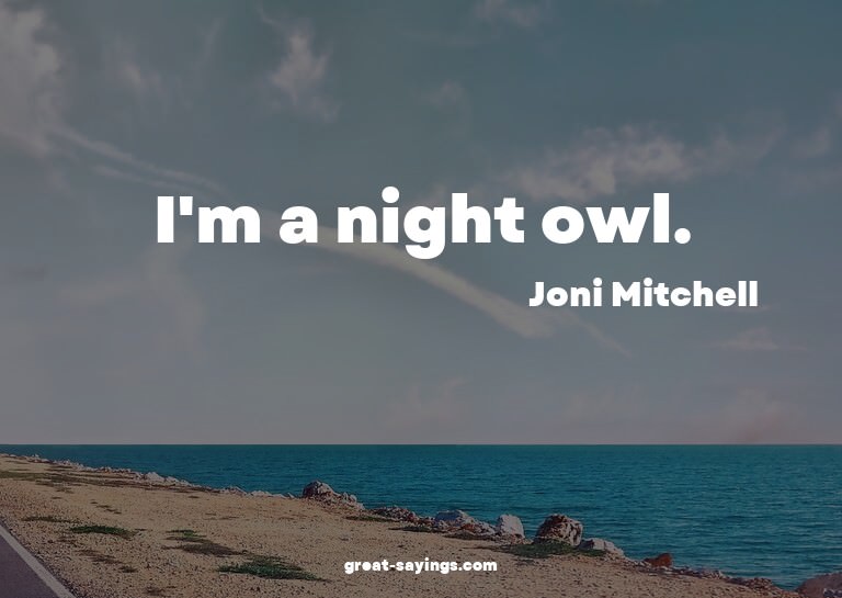 I'm a night owl.


