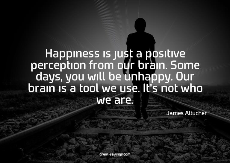 Happiness is just a positive perception from our brain.