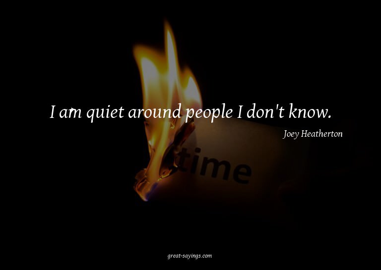 I am quiet around people I don't know.

