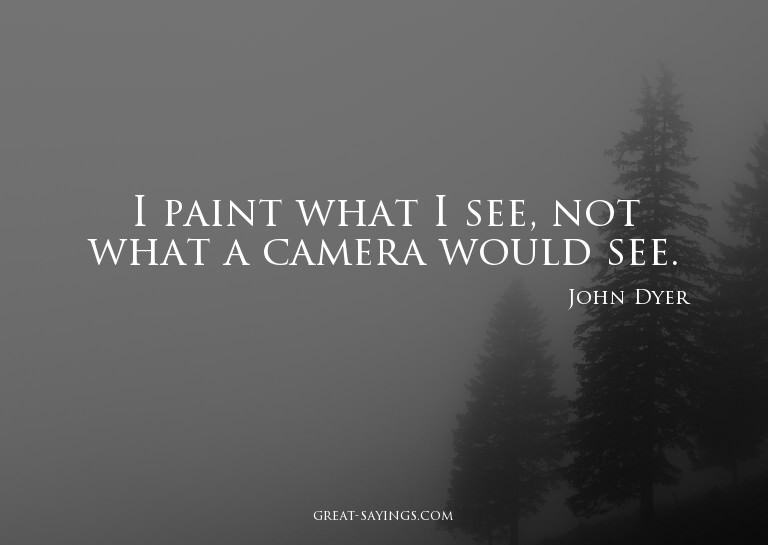 I paint what I see, not what a camera would see.

