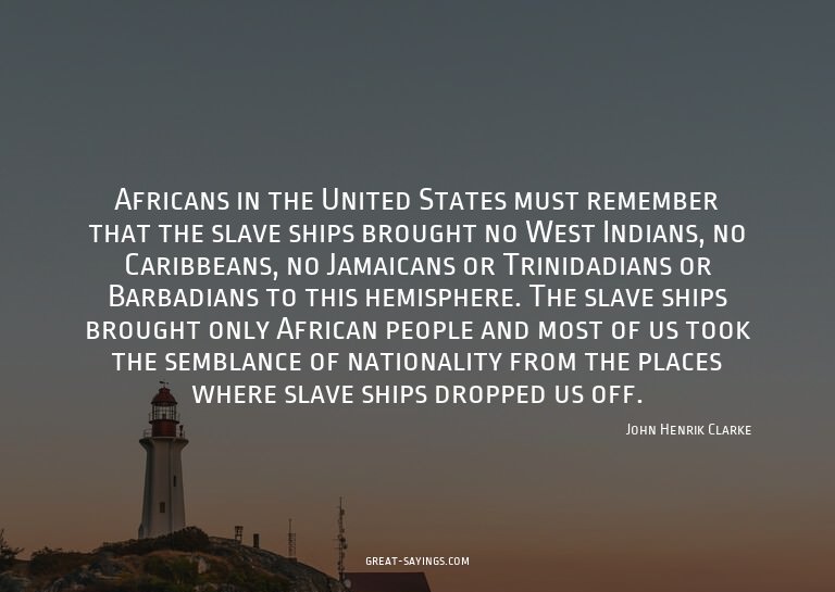 Africans in the United States must remember that the sl