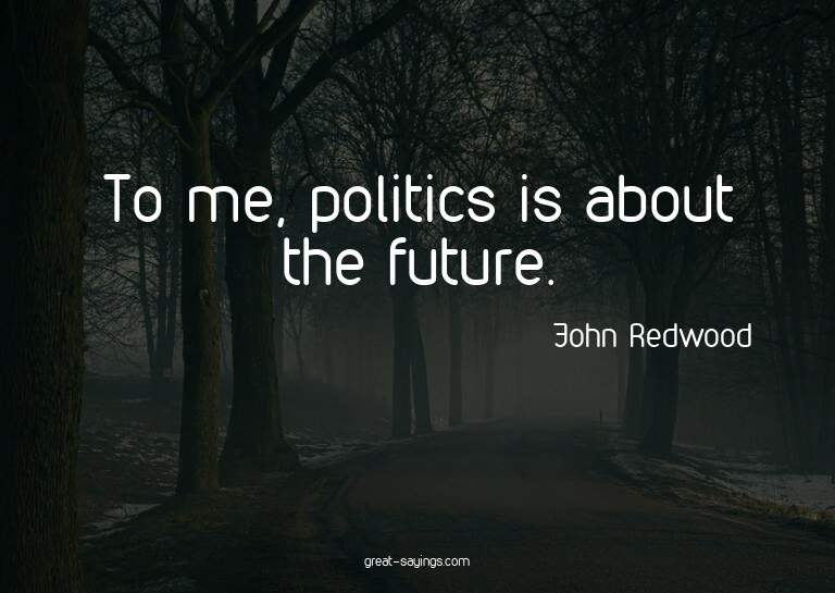 To me, politics is about the future.

