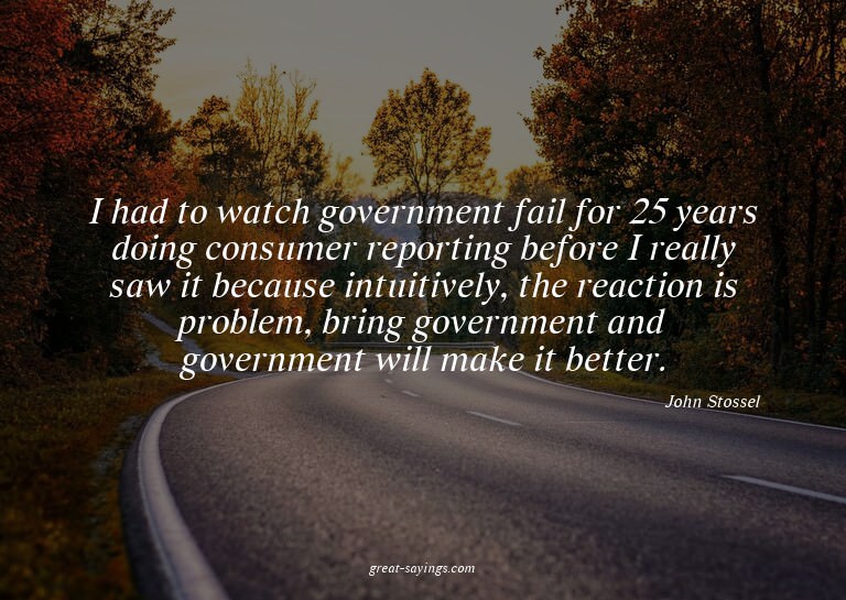 I had to watch government fail for 25 years doing consu