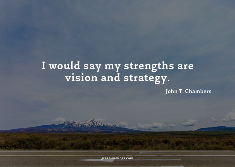 I would say my strengths are vision and strategy.

