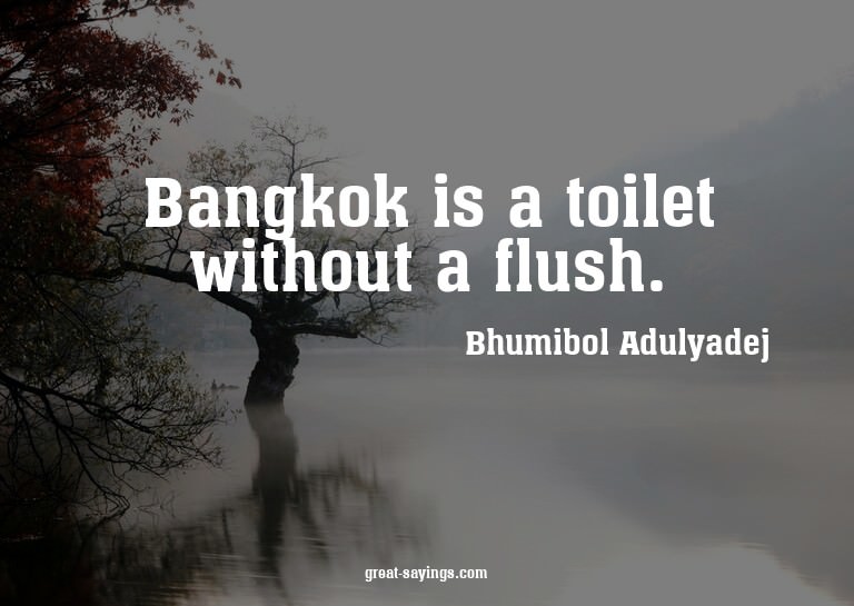 Bangkok is a toilet without a flush.

