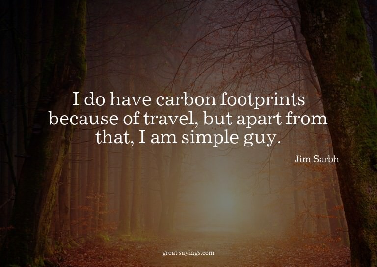 I do have carbon footprints because of travel, but apar