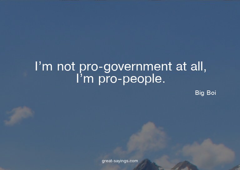 I'm not pro-government at all, I'm pro-people.


