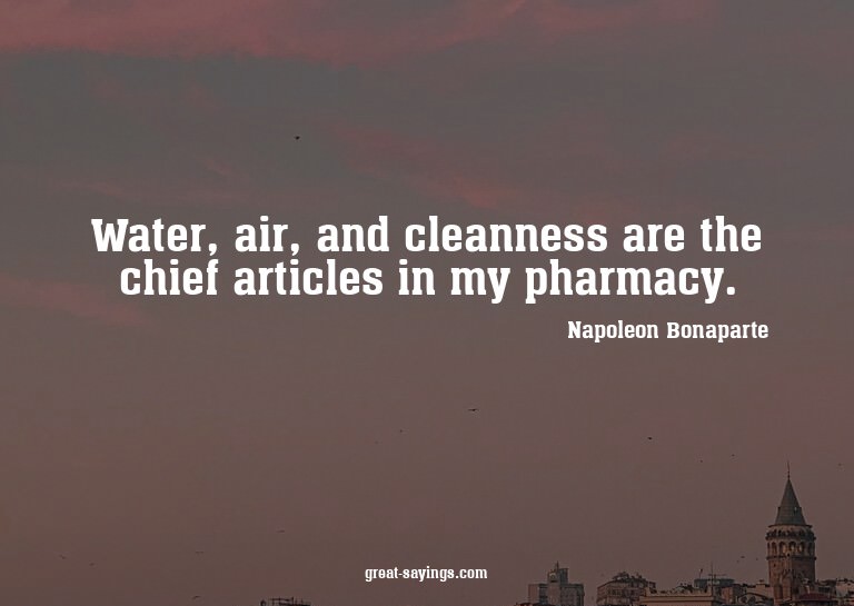 Water, air, and cleanness are the chief articles in my