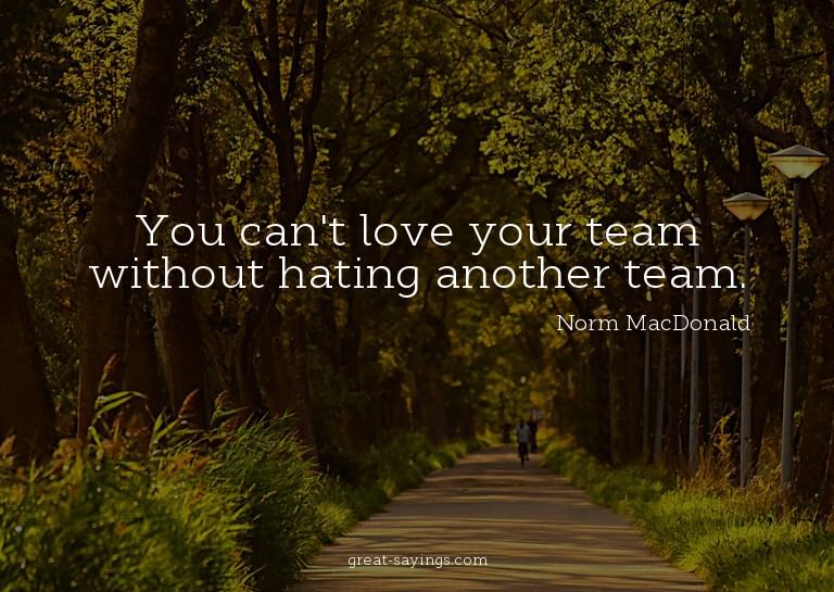 You can't love your team without hating another team.

